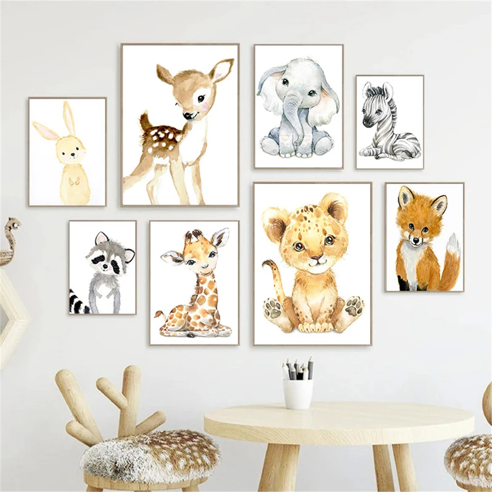 Baby Nursery Frames - 액자 없이 인쇄된 그림, 아기 동물