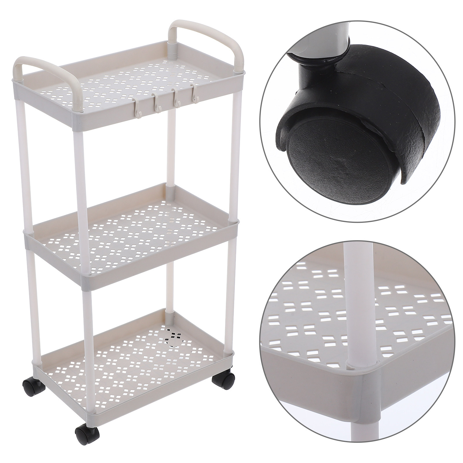 Baby Nursery Trolley - 3단 플라스틱 수납 카트, 이동식 다용도