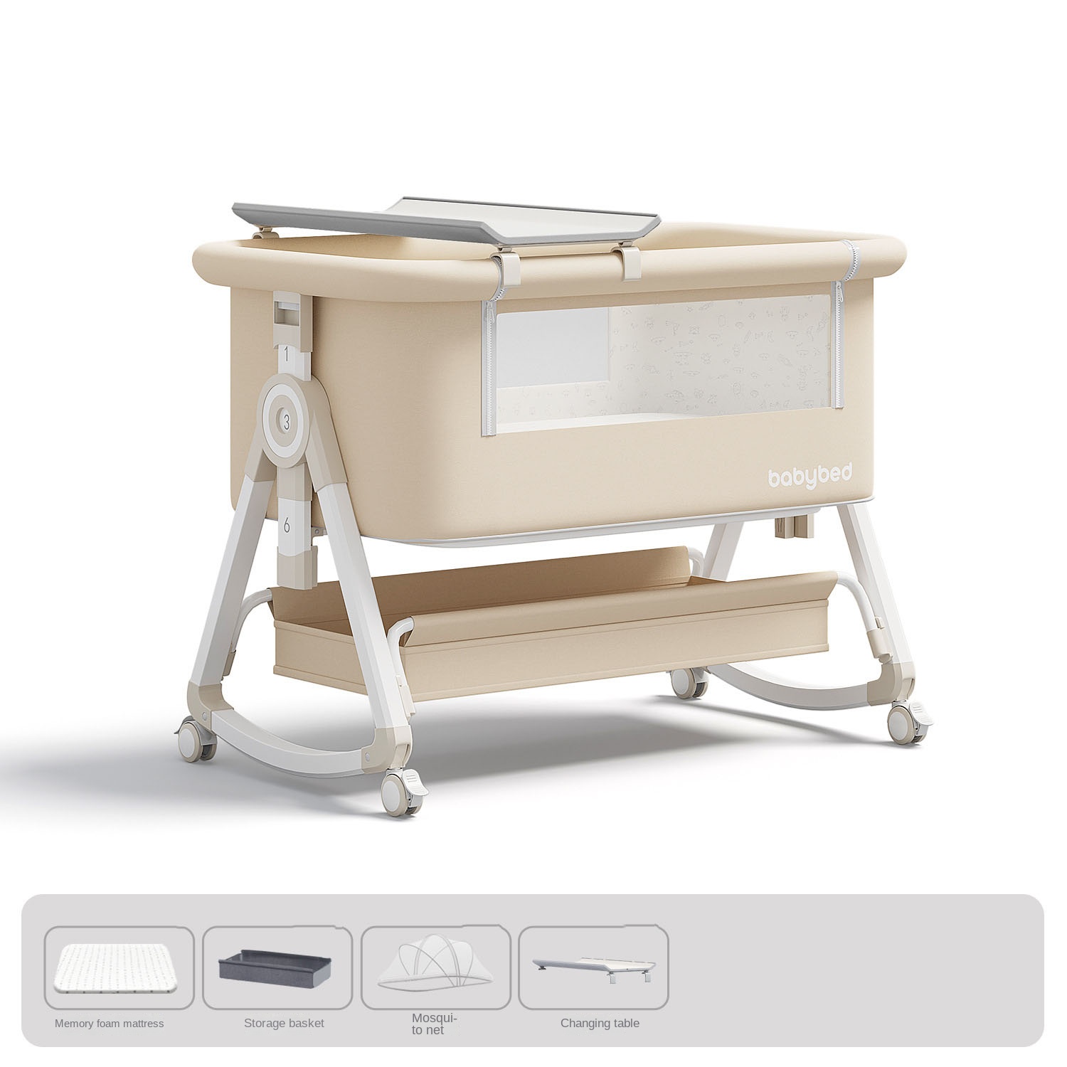 Baby Nursery Trolley - 아기 침대, 휴대용 및 높이 조절