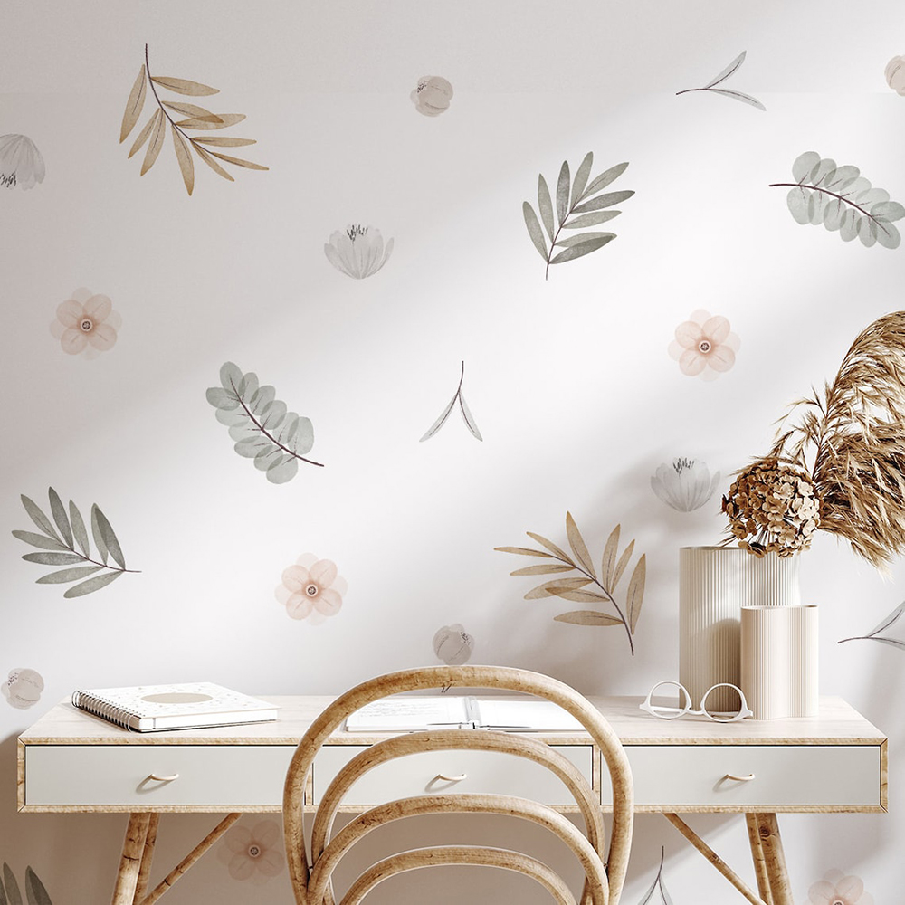 Baby Girl Nursery Quotes - Boho 잎 식물 DIY 벽 데칼