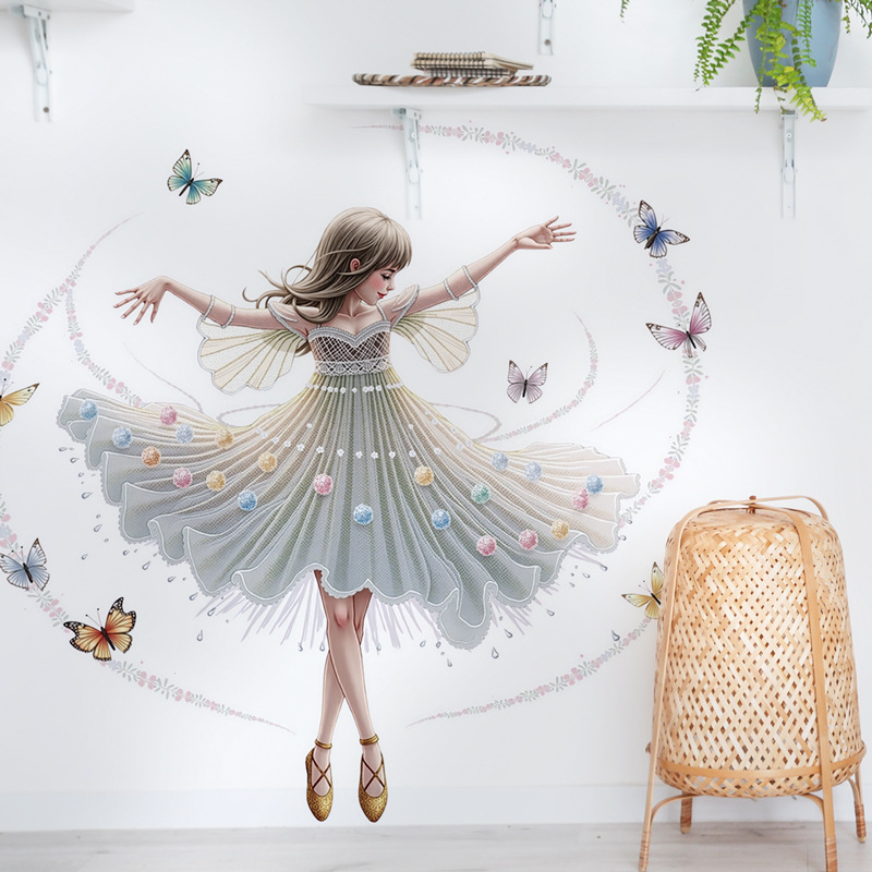 Baby Nursery Decor Girl - 춤추는 소녀 비닐 어린이 벽 스티커