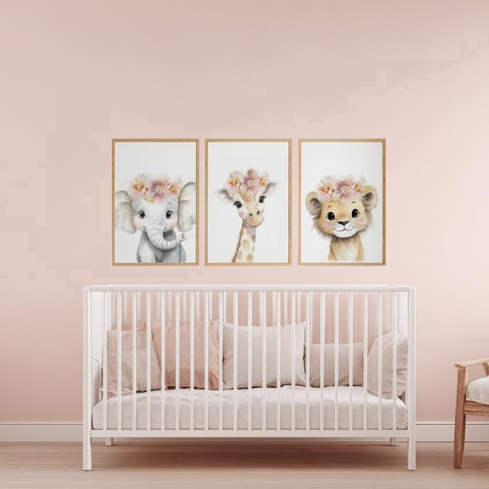 아기 여자아이 보육실 벽 장식 세트, 핑크 리본이 달린 - Baby Nursery Frames 리뷰 및 가격