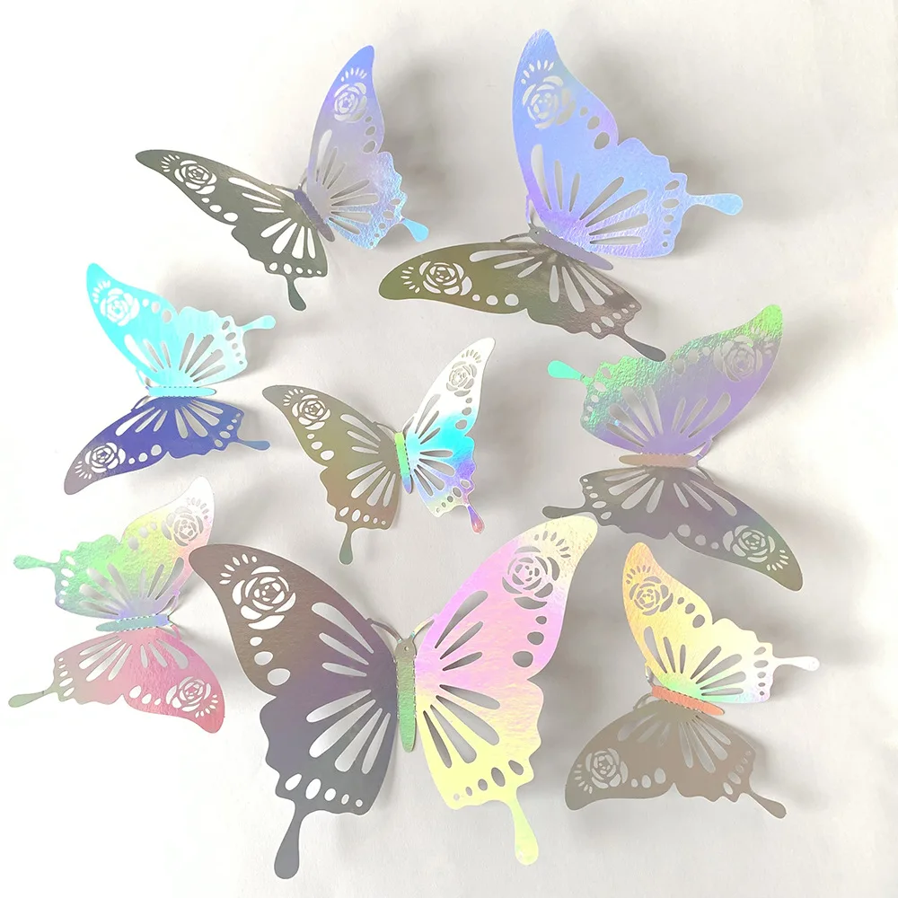 12개의 화려한 은색 나비 벽 장식 3D 나비 스티커  - Baby Girl Nursery Quotes 리뷰 및 가격