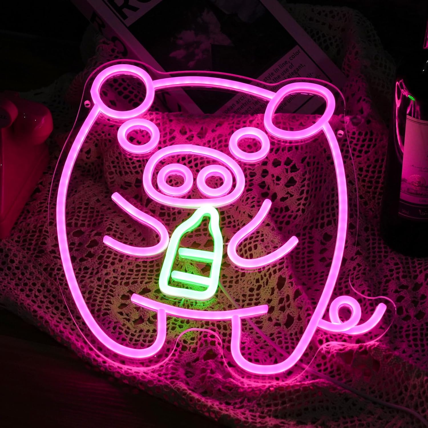 아기 돼지 우유병 네온사인 LED USB 디밍 가능 네 - Baby Nursery Wall Lights 리뷰 및 가격