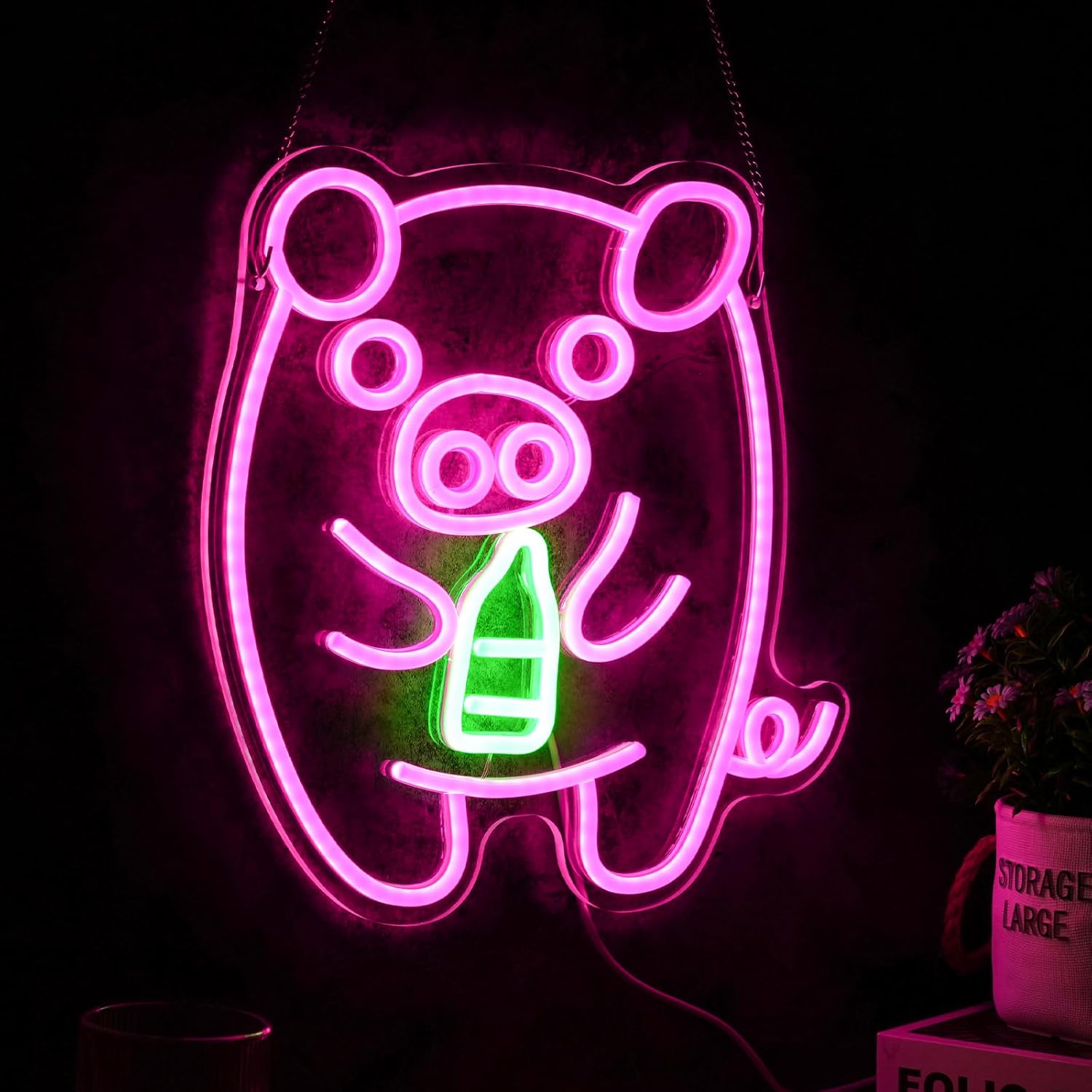 아기 돼지 우유병 네온사인 LED USB 디밍 가능 네 - Baby Nursery Wall Lights 리뷰 및 가격