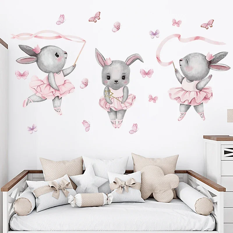 손으로 그린 ​​발레 토끼 토끼 댄서 귀여운 동물 벽  - Baby Girl Nursery Quotes 리뷰 및 가격