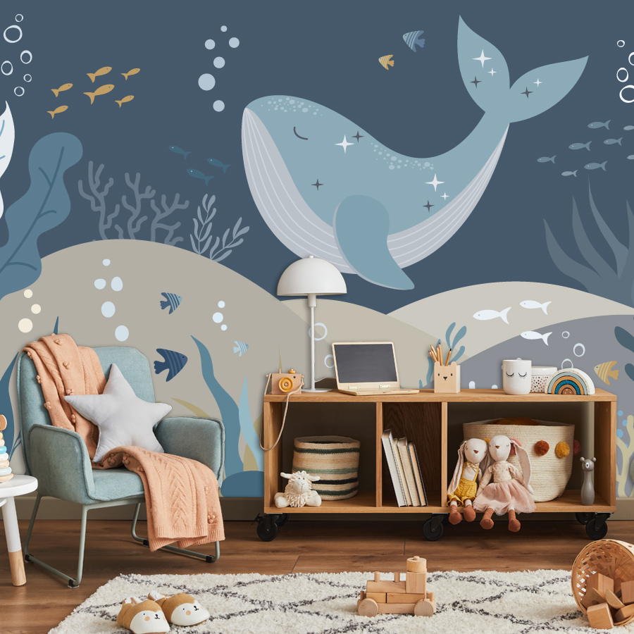 귀여운 만화 고래 벽지 10종 이상, 침실, 바다 테마 - Baby Nursery Peel And Stick Wallpaper 리뷰 및 가격