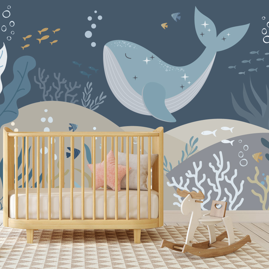 귀여운 만화 고래 벽지 10종 이상, 침실, 바다 테마 - Baby Nursery Peel And Stick Wallpaper 리뷰 및 가격
