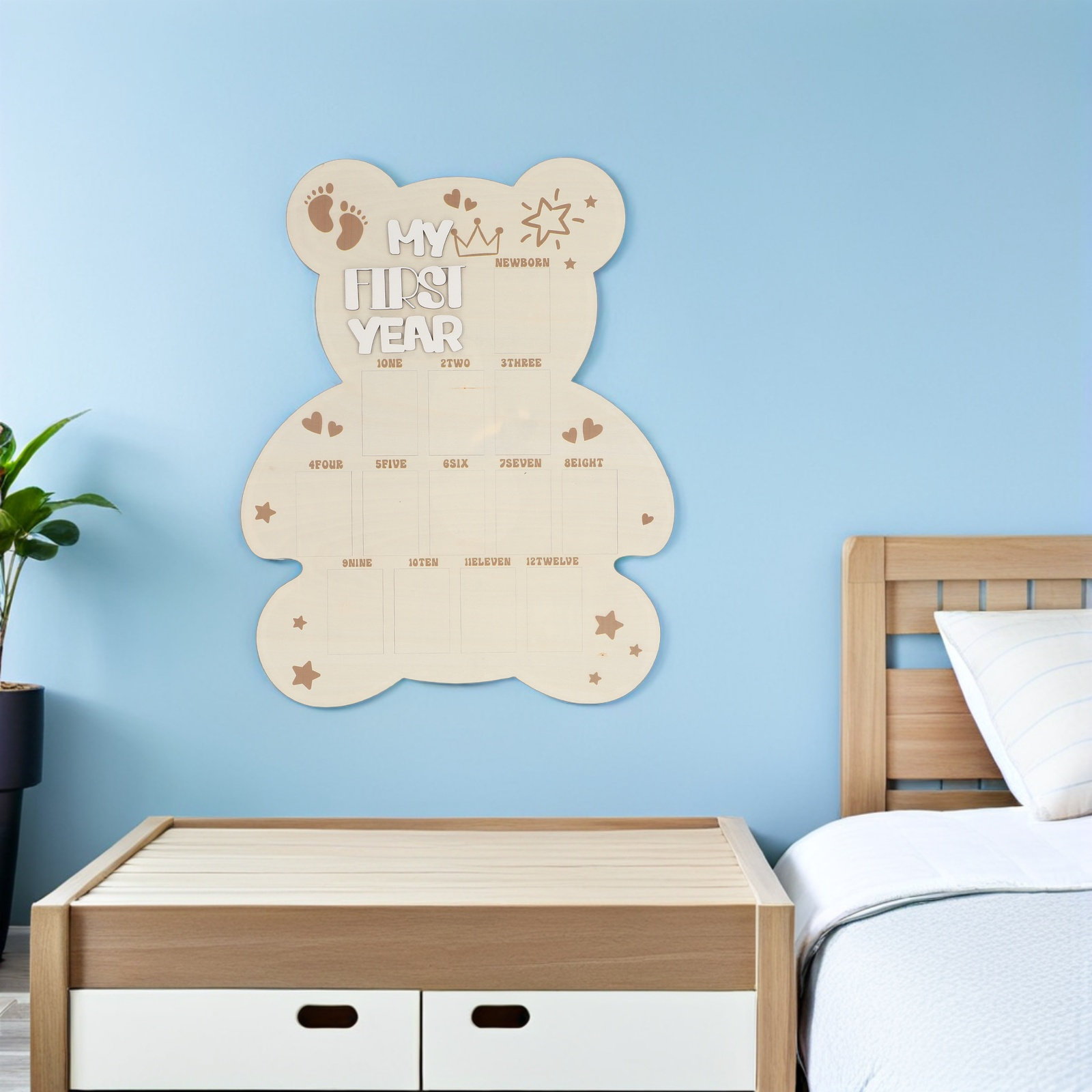 신생아 사진 촬영용 나무 액자, 아기 첫 1년 사진 액 - Baby Nursery Frames 리뷰 및 가격