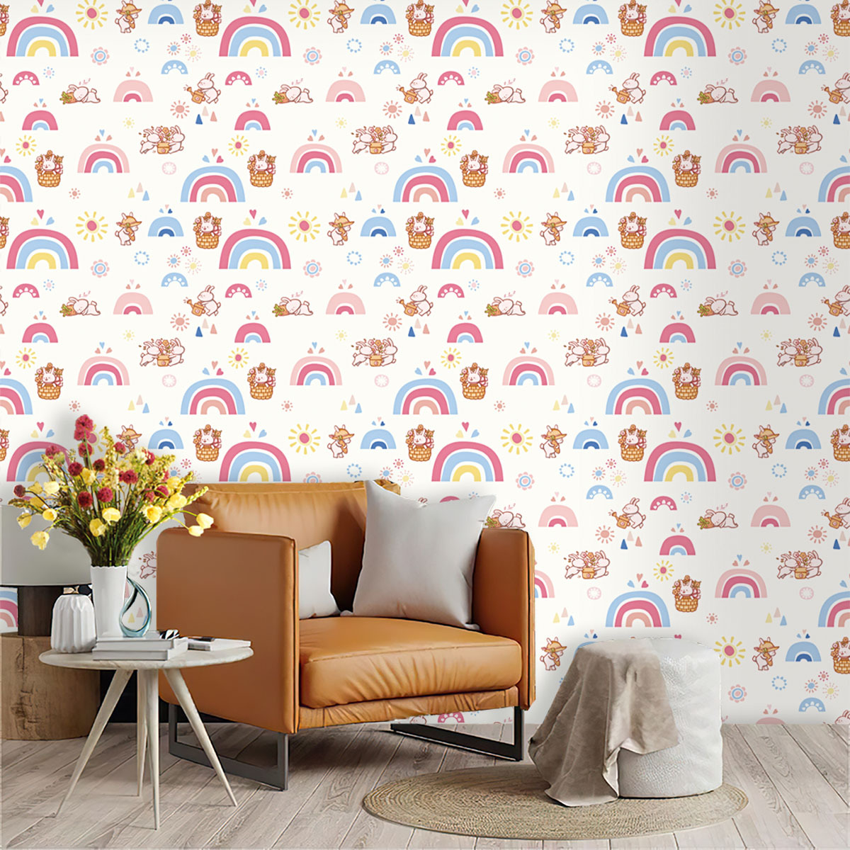 보헤미안 레인보우 어린이용 스티커 벽지, 여자아이 침실 - Baby Nursery Peel And Stick Wallpaper 리뷰 및 가격