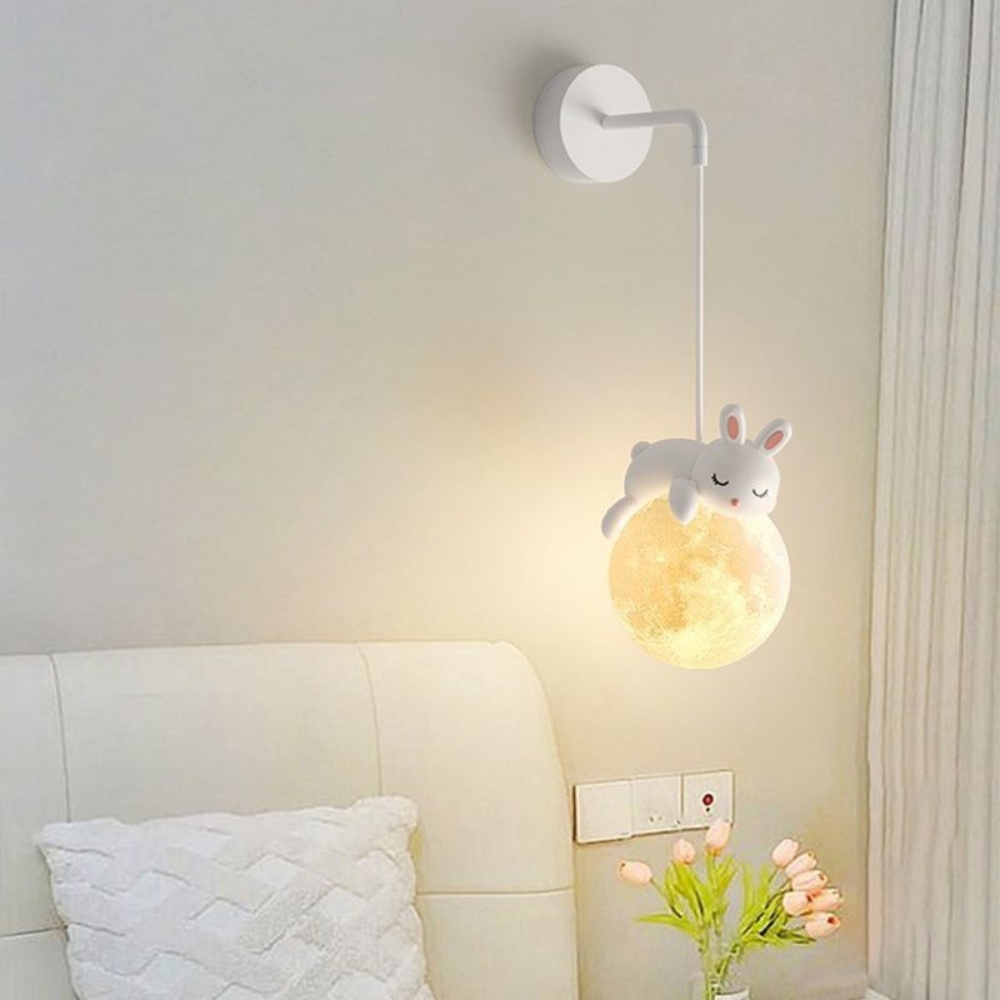 귀여운 동물 모양 벽 램프, 흰 토끼, 흰 곰, 달 모 - Baby Nursery Wall Lights 리뷰 및 가격