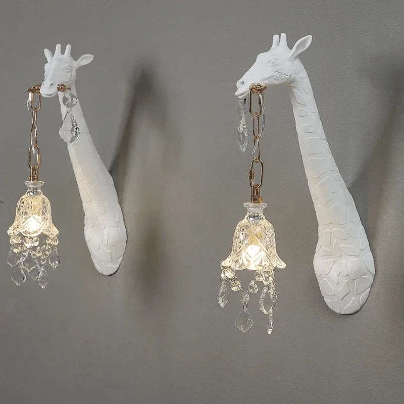 북유럽 새로운 수지 기린 LED 벽 조명 침실 머리맡  - Baby Nursery Wall Lights 리뷰 및 가격