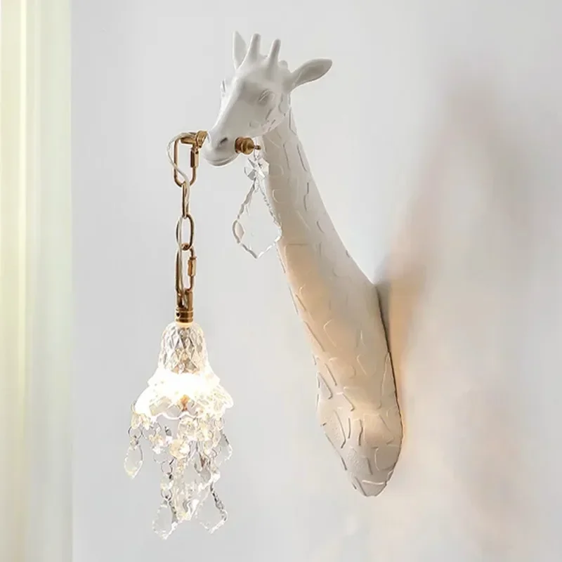 북유럽 새로운 수지 기린 LED 벽 조명 침실 머리맡  - Baby Nursery Wall Lights 리뷰 및 가격