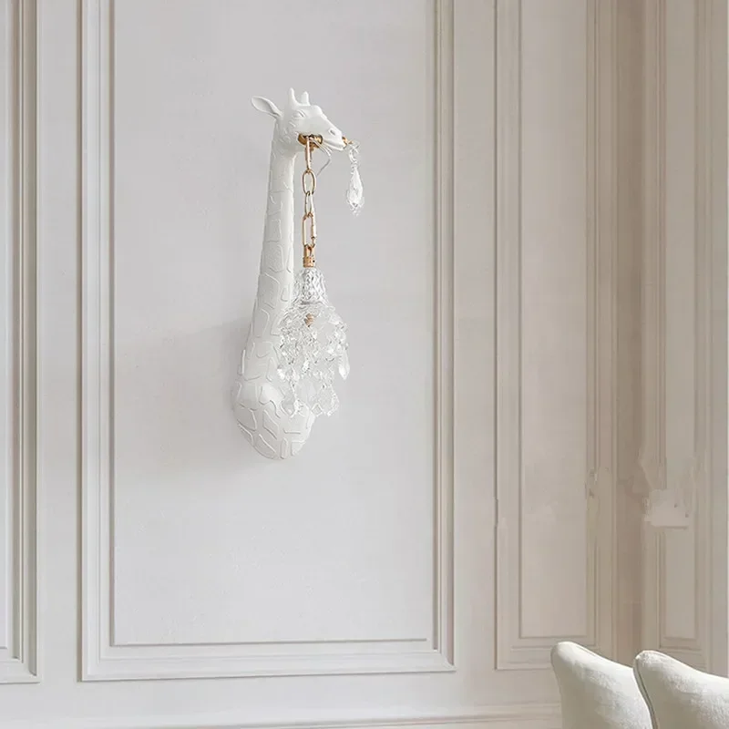 북유럽 새로운 수지 기린 LED 벽 조명 침실 머리맡  - Baby Nursery Wall Lights 리뷰 및 가격